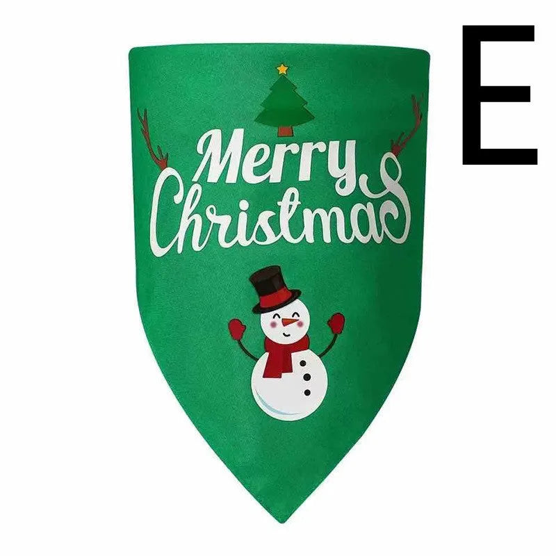 Christmas dog triangle bandana double-layer polyester red green print size L 70x48x48cm on large dog