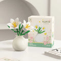 Building block flower vase ornament set with small diamond plastic particles in colour box package