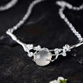 Plated 925 inlaid moonlight white chalcedony moon shadow cold plum necklace white gold copper pendant cross chain