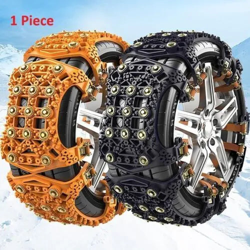 Black rubber car anti-slip chain on tyre for winter traction