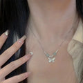 Hetian jade butterfly bracelet and necklace set for women with silver electroplated finish