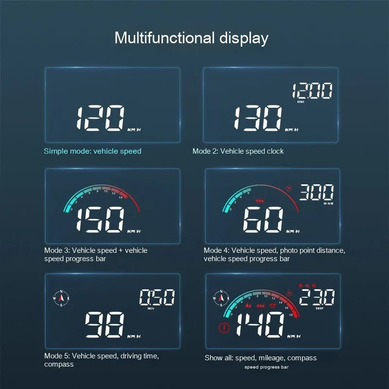 Black head-up display car GPS projector unit for universal vehicle fit