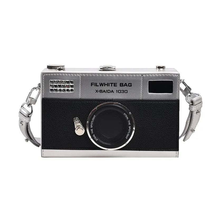 Soft PU mini crossbody camera bag with chain strap in horizontal square shape
