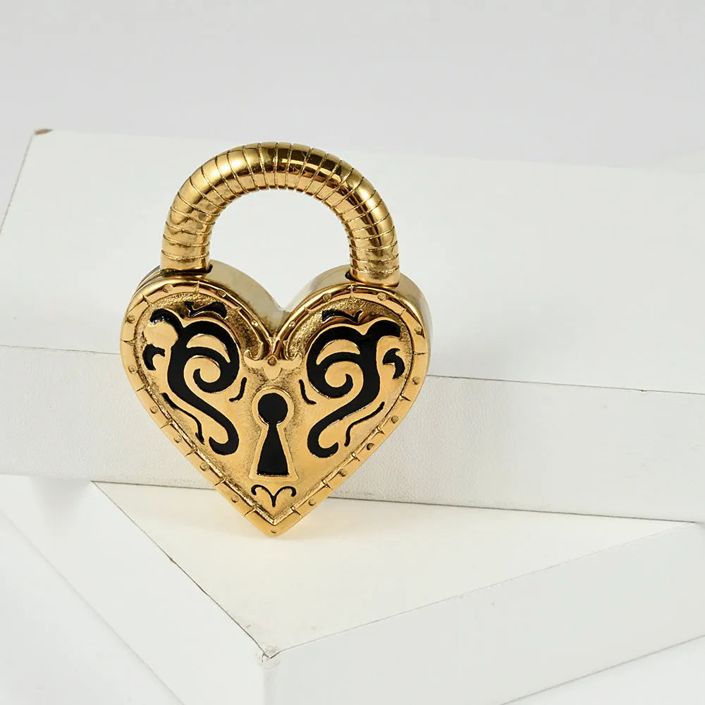Heart-shaped stainless steel earrings with gold or steel colour electroplated finish