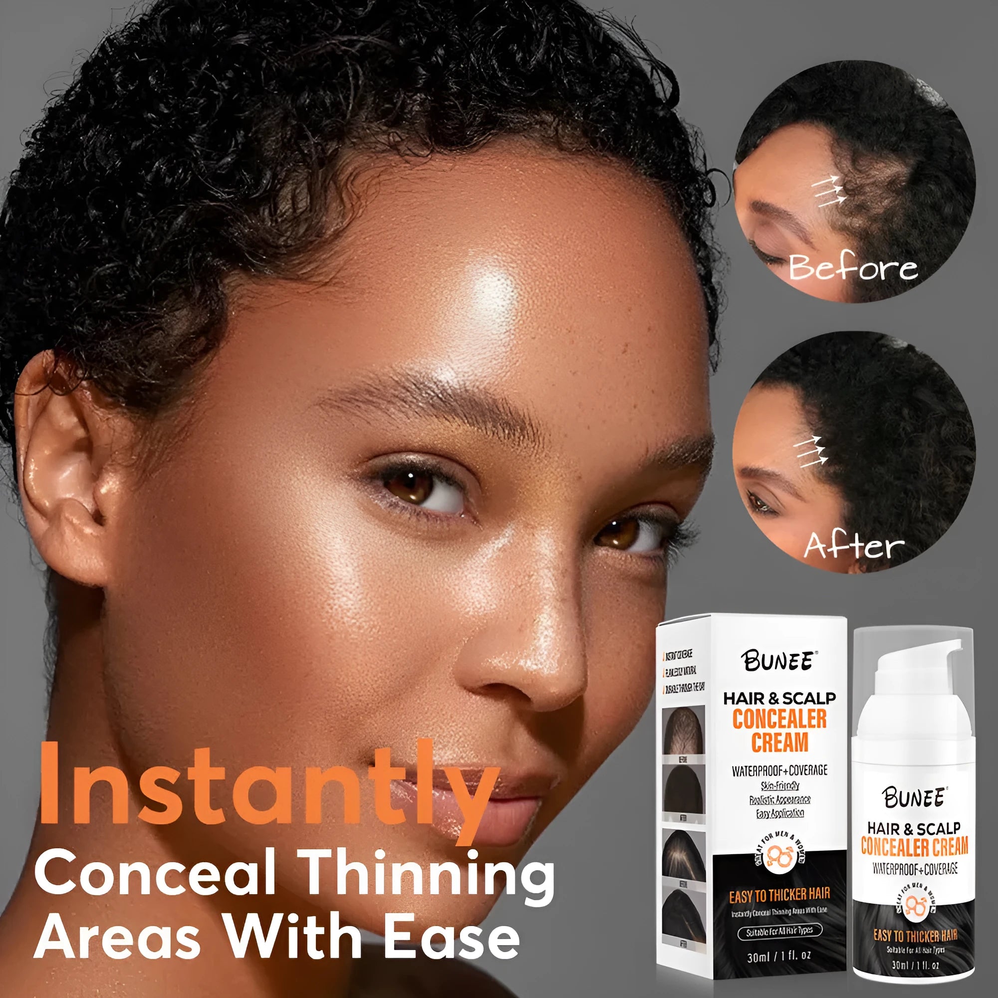 30 ml bottle of scalp concealer pomade for thinning hair with applicator.