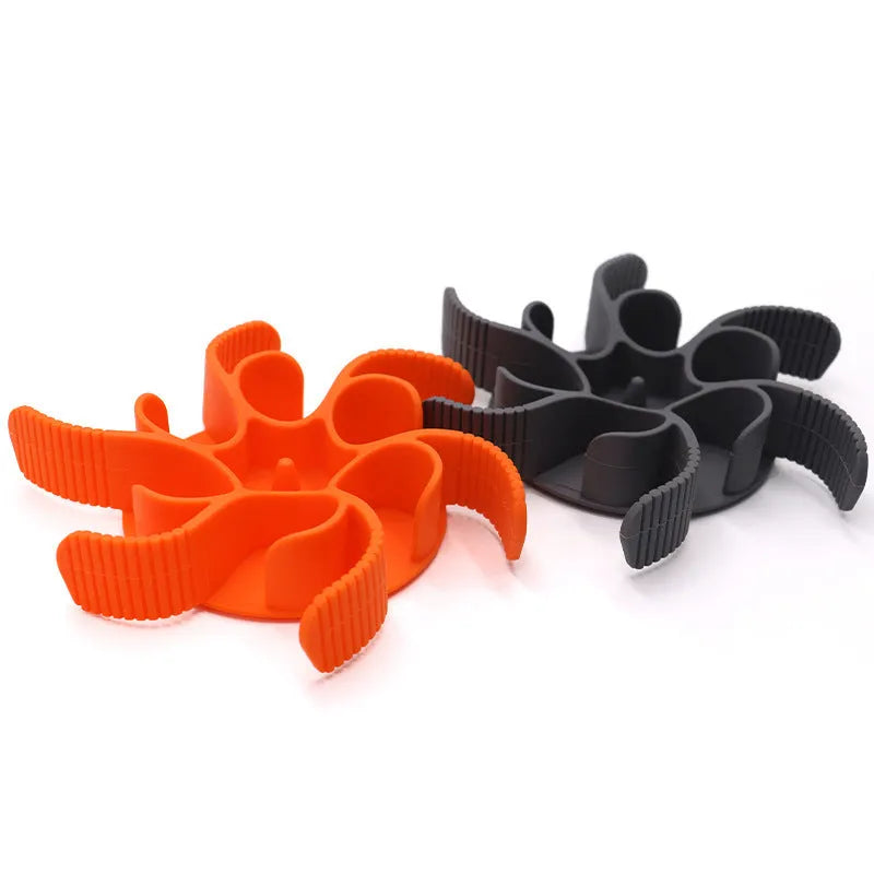 Red silicone dog slow feeder insert with spiral design and suction cup base