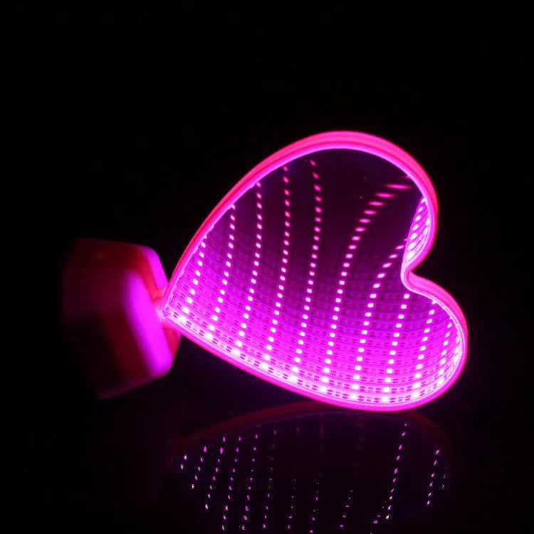 Rose red LED double-sided love tunnel light with plastic base measuring 16cm wide