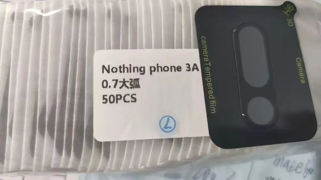 Tempered glass camera lens protective film for Nothing Phone 3a, shown in transparent and metal eagle eye styles.