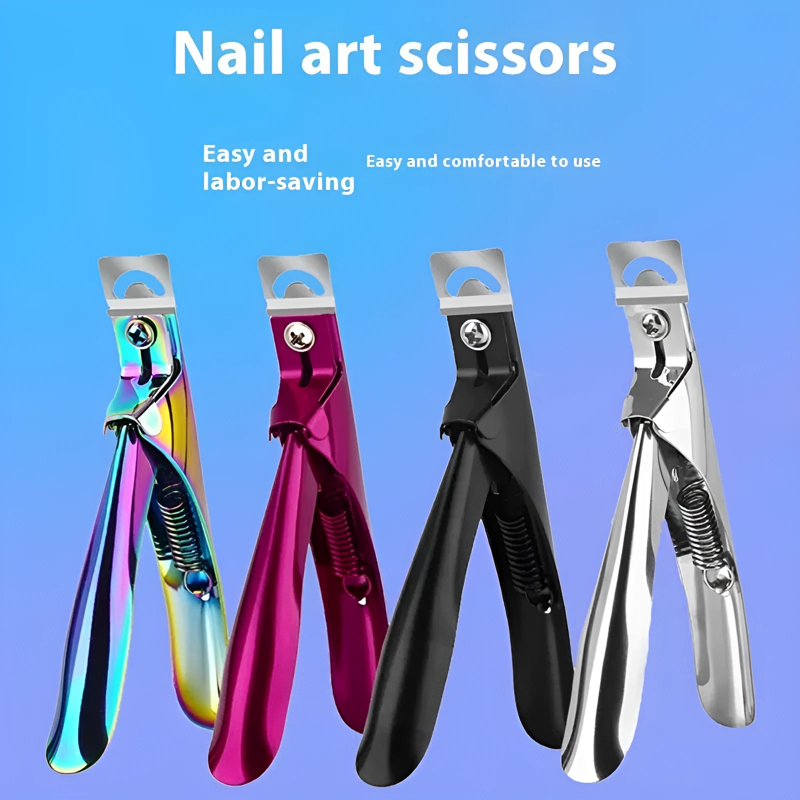 Titanium French cut nail art scissors with U-shaped stainless steel blades and electrophoresis finish