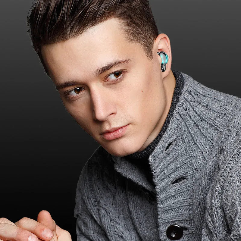 Black in-ear Bluetooth gaming headset for mobile phones with a focus on low-latency audio.