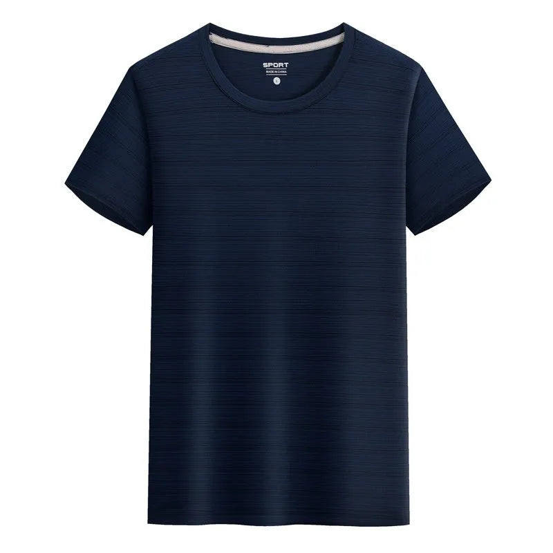Crystal Silk round neck T-shirt in solid colour with quick-drying spandex fabric for leisure wear