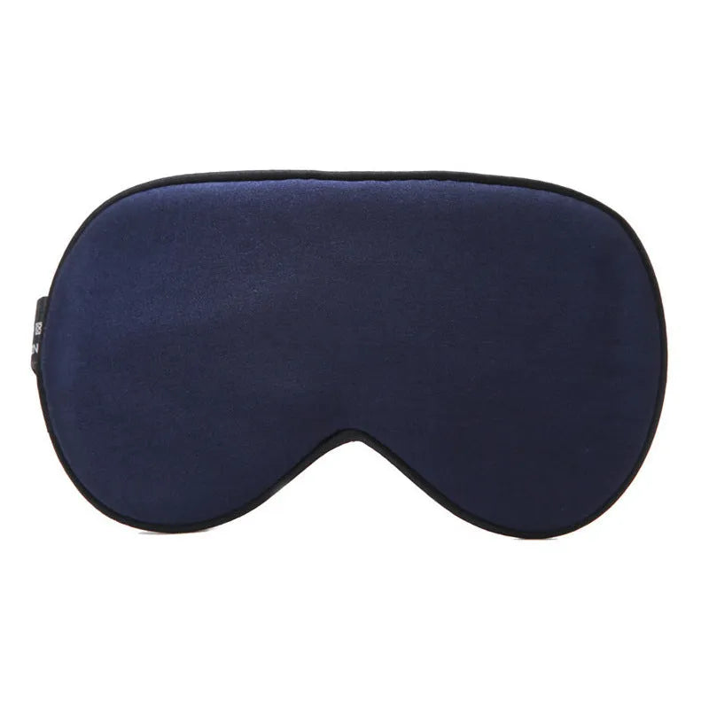 Double-sided mulberry silk sleep eye mask with embroidered pattern in champagne colour