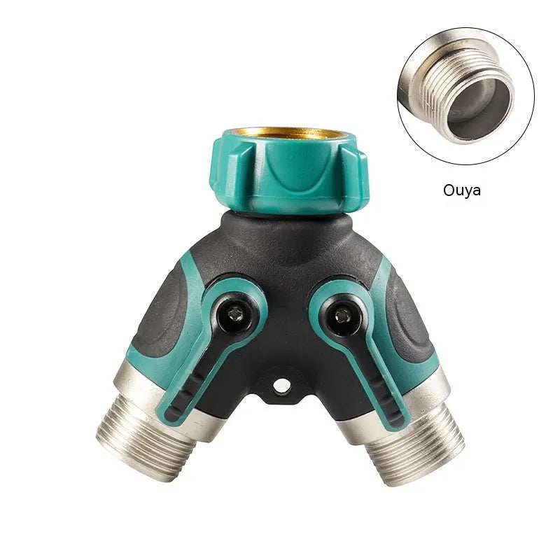 Zinc alloy garden hose ball valve diverter with 6-point double pass design for watering systems
