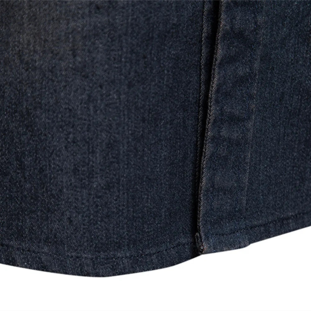 Men's slim fit long-sleeved denim shirt in cotton available in four colours