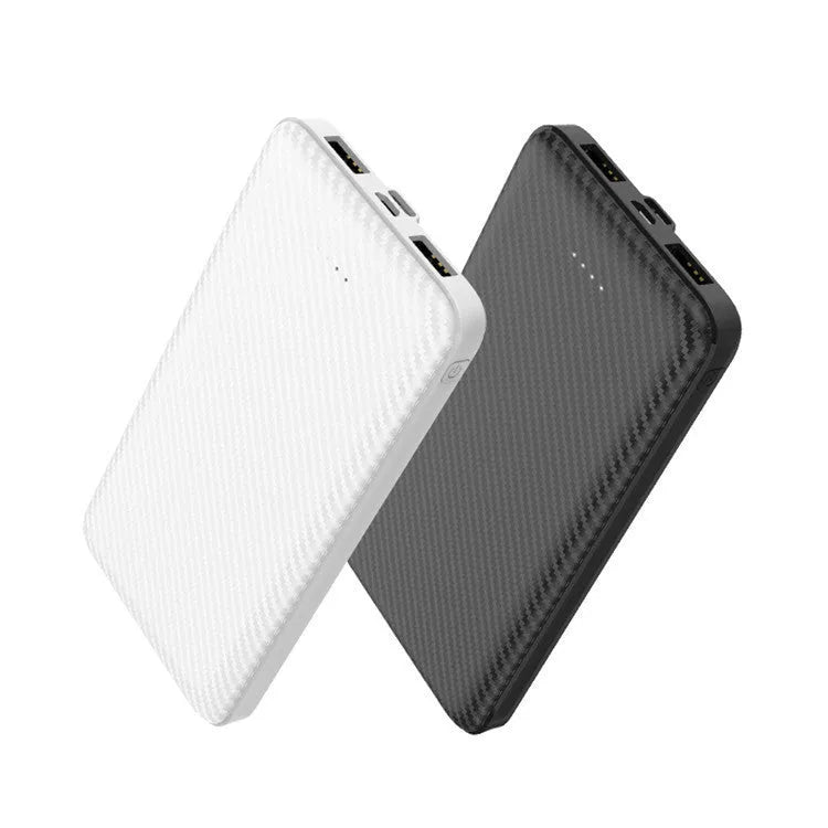 Plastic Shell Portable Power Bank Large Capacity Thin Design with Multi-USB Output Black 139x70x15mm Dual Power Options 10000mAh or 20000mAh High-Capacity Charger