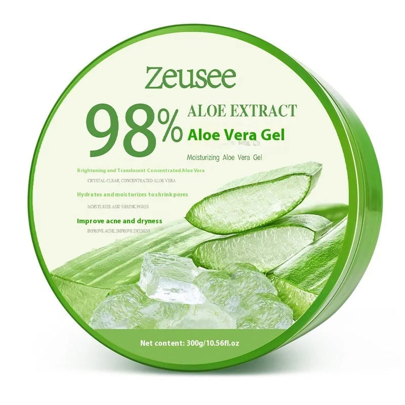 300g jar of 98% aloe vera gel for facial moisturising and acne control with spoon