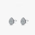 Women's drop shape ear studs in 925 sterling silver with diamond treatment