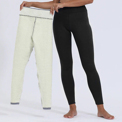 Premium stretch leggings for women featuring a luxurious lamb cashmere blend, thick and warm construction, and a flattering fit.