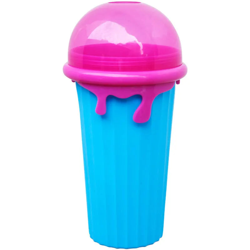 Blue 500ml silicone slushy maker cup for homemade smoothies and desserts