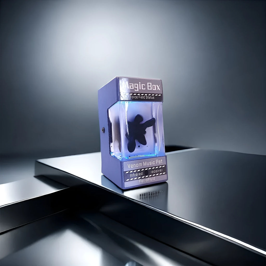 Magnetic fluid rhythm light with wood shell, neodymium magnet speaker and LED display, 95x60x63mm