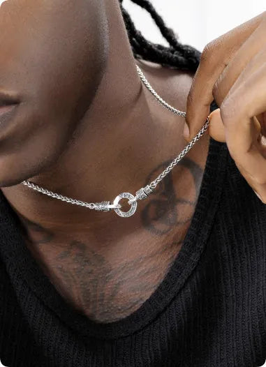 Simple S925 sterling silver clavicle necklace for women on a model, showing the polished silver finish.