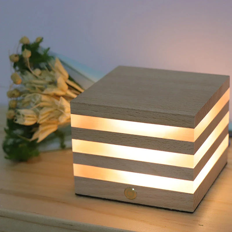 Cozy Wooden Night Light with Heart-Shaped Design