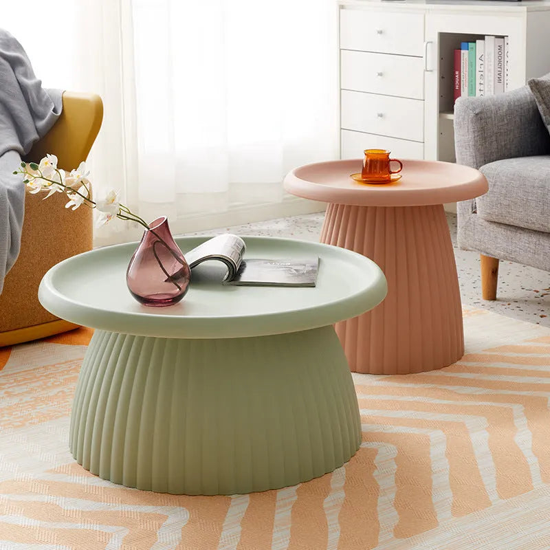 Mushroom small coffee table plastic 50x45cm for balcony living room in modern simplicity style