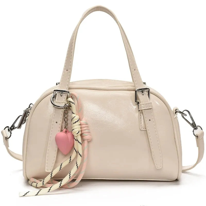 Korean style women's shell shaped shoulder bag in soft PU material with square design
