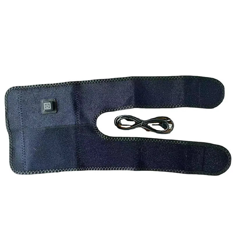 Black electric heating kneecap cover with hot compress and massage function, free size, OK cloth and SBR composite material