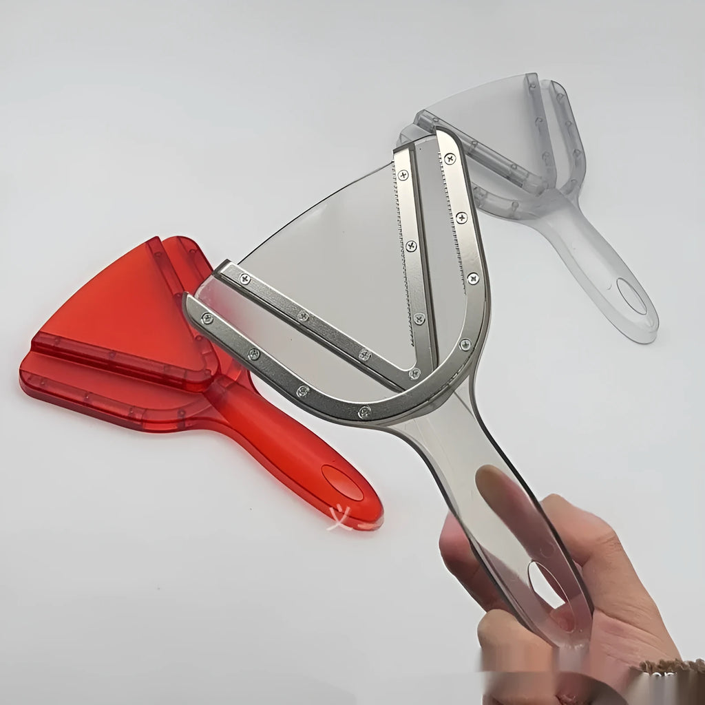 Red ABS plastic telescopic bottle opener with can opener tool on a white background.