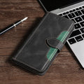 Flip phone case with card slot and kickstand bracket for Apple iPhone, available in black, brown, red, blue