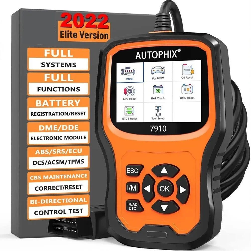 Autophix 7910 BMW diagnostic scanner OBD2 tool for engine fault reading and maintenance resets