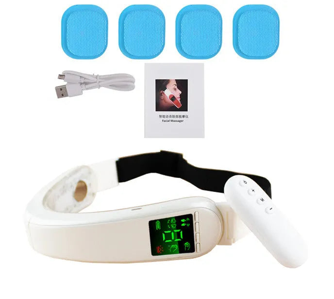 Infrared LED photon therapy face massager with blue and red light modes, 1000 mAh battery, and silicone sheet