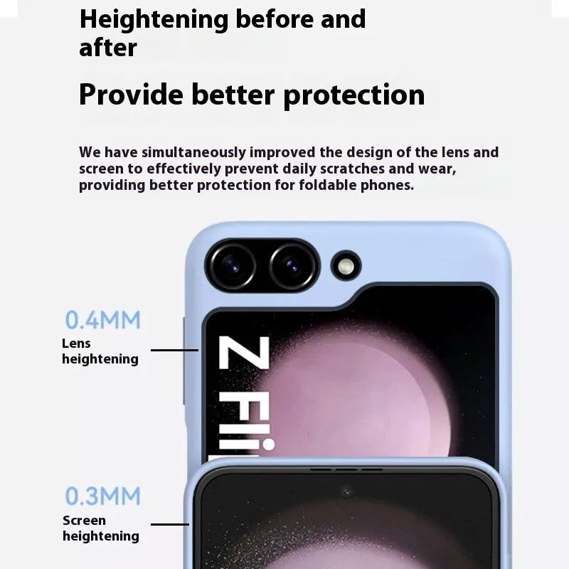 Samsung Z Flip 5 liquid silicone phone case in black with all-inclusive foldable screen protection