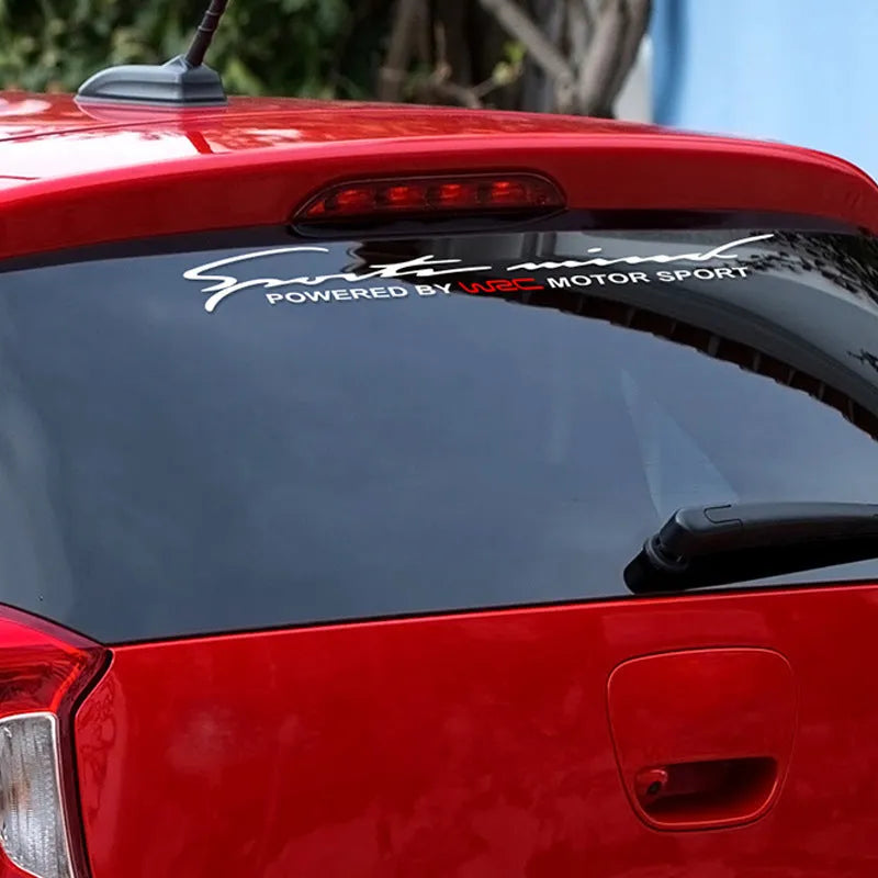 White PVC car windshield decorative sticker 90cm by 12cm with English word pattern
