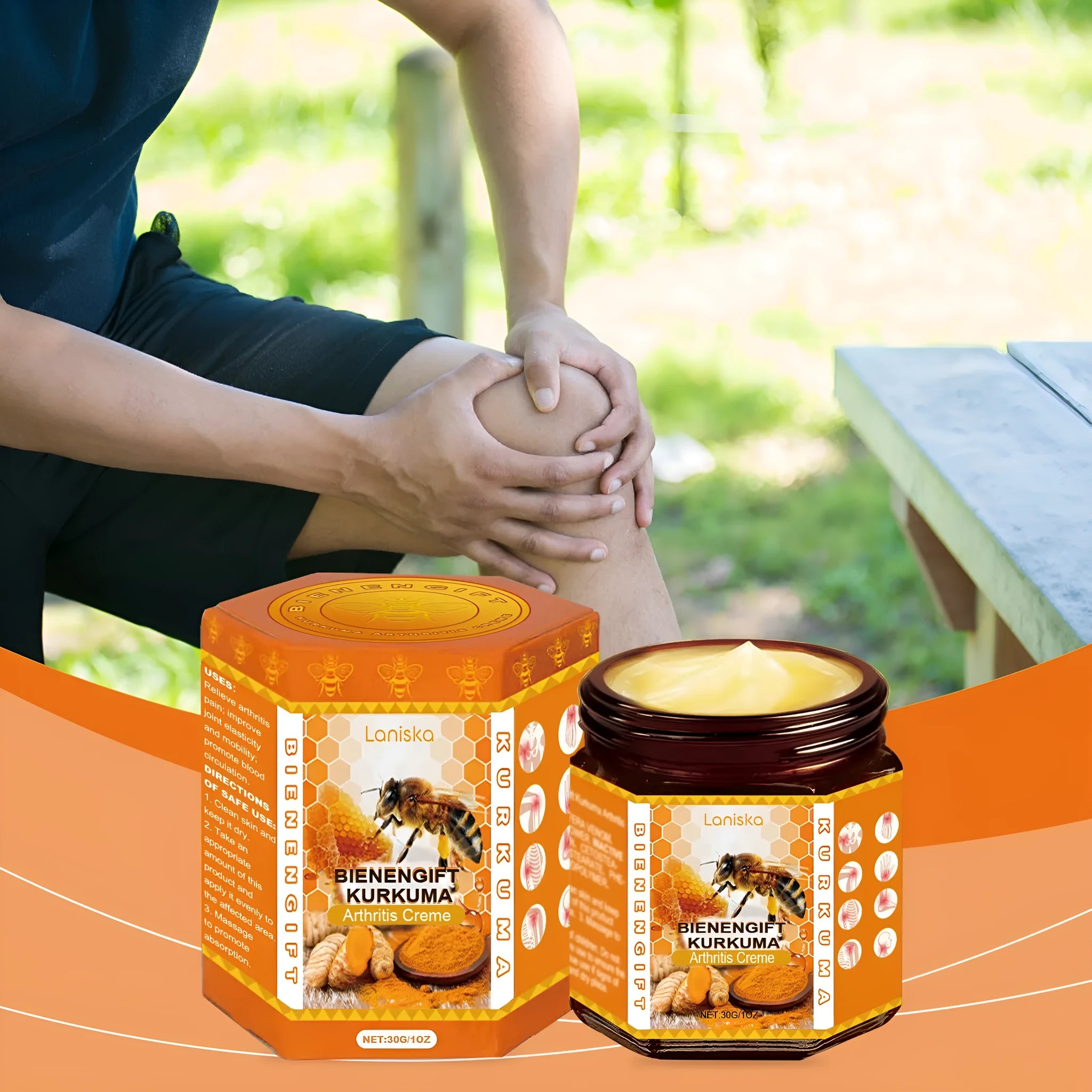 30g jar of turmeric joint soothing cream with bee venom, ginger and arnica extracts