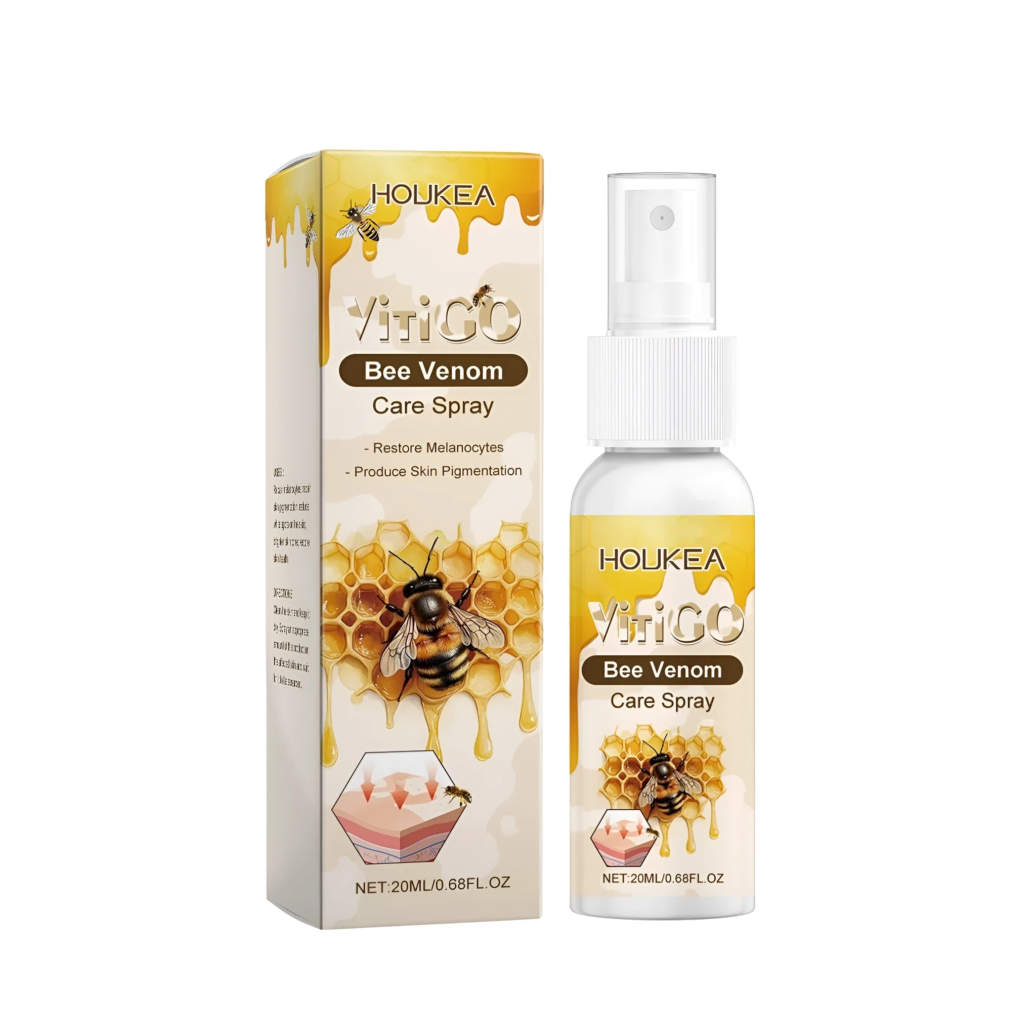 20ml bottle of Care Spray with menthol and bee venom for pain relief.