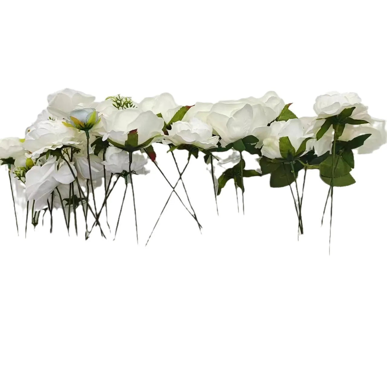 Silk rose artificial flower centrepiece with embossed petals and flexible PVC stem, Style 43 or Style O