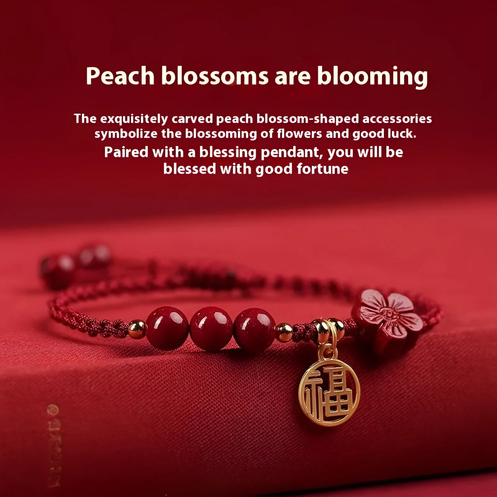 Cinnabar Ashore examination blessing bracelet with braided rope wristband and traditional ethnic styling
