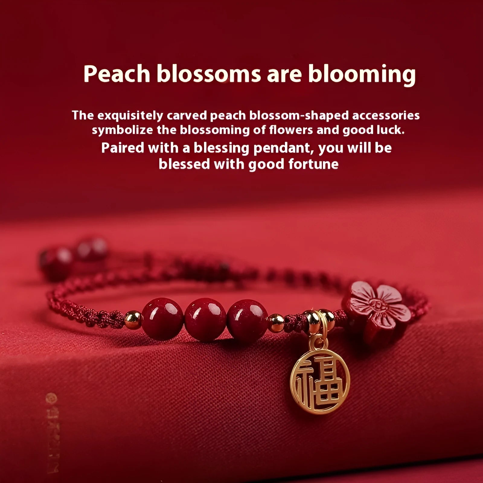 Cinnabar Ashore examination blessing bracelet with braided rope wristband and traditional ethnic styling