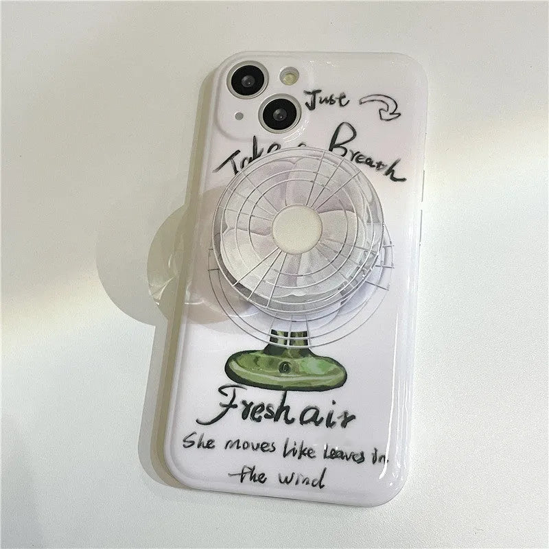 Rotating fan silicone phone case TPU anti-fall rear cover for iPhone 13 Pro Max