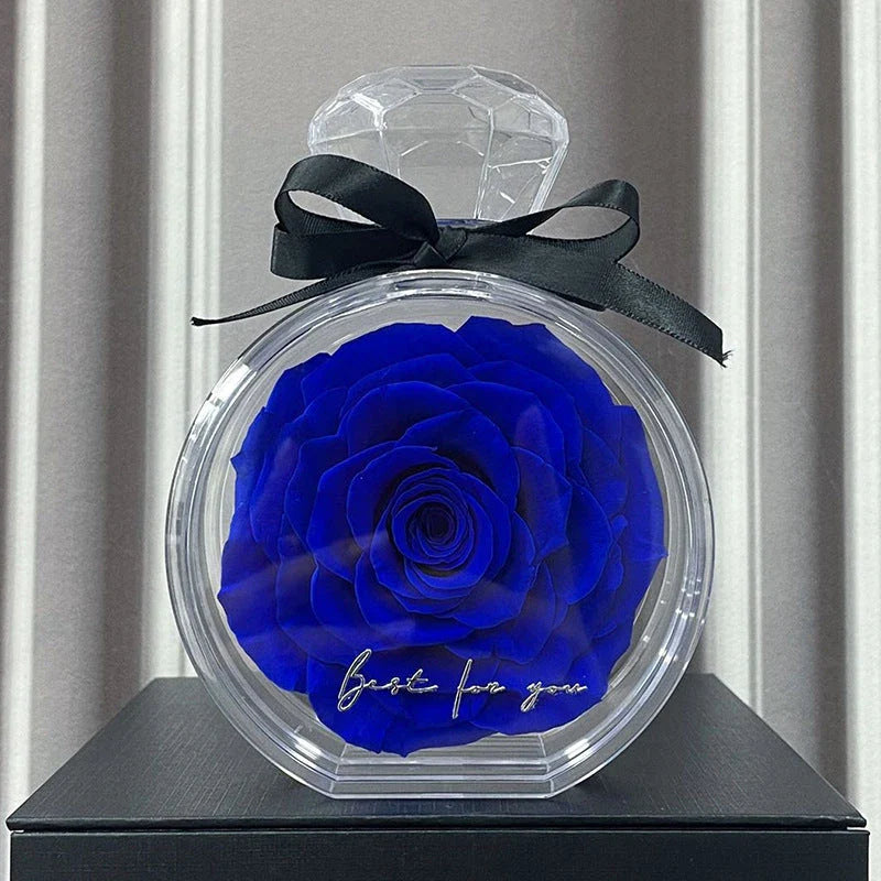 Elegant preserved dried floral ornaments in a transparent display case, available in a variety of vibrant colors