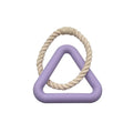 Large triangular cotton rope dog pull ring toy in beige, pink, or purple colours