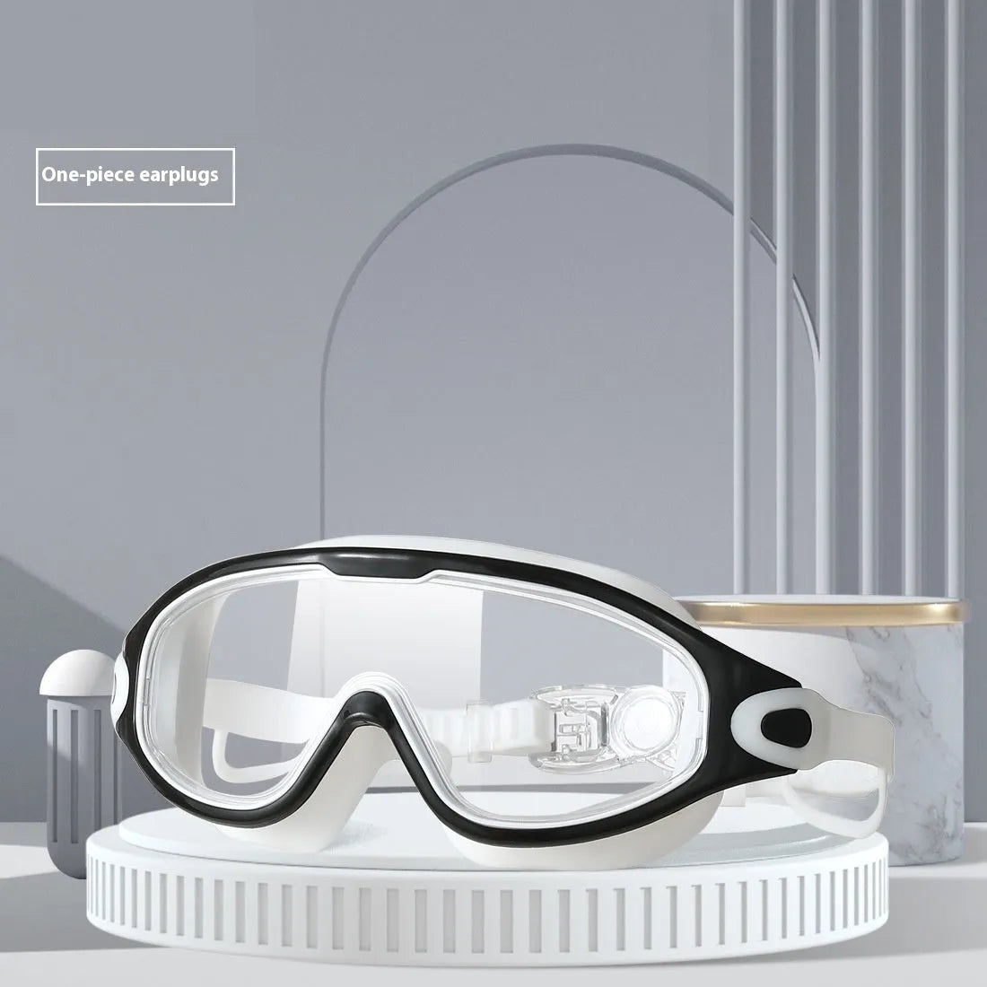 HD anti-fog large frame swimming goggles for adults, clear lenses