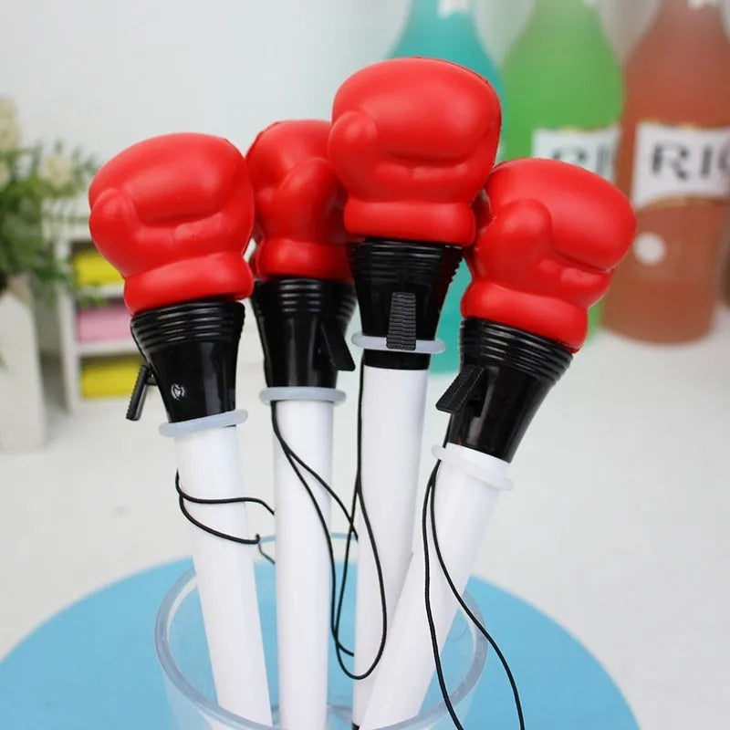 Four boxing press ejection pens with black ink refills and 0.7mm bullet-shaped tips