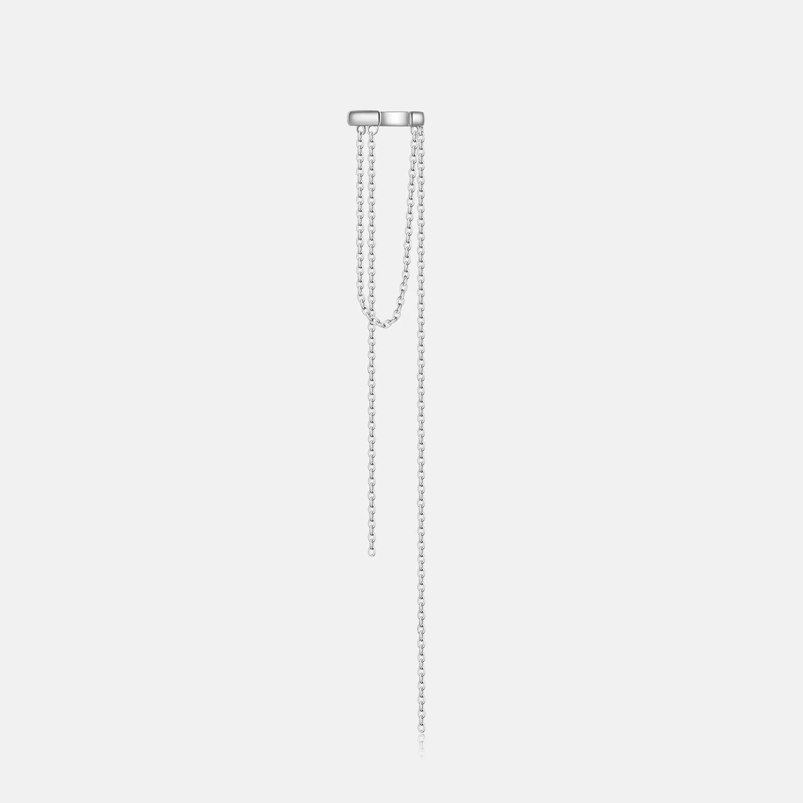S925 sterling silver tassel pendant ear clip, geometric drop shape, electroplated finish, womens clip-on earrings