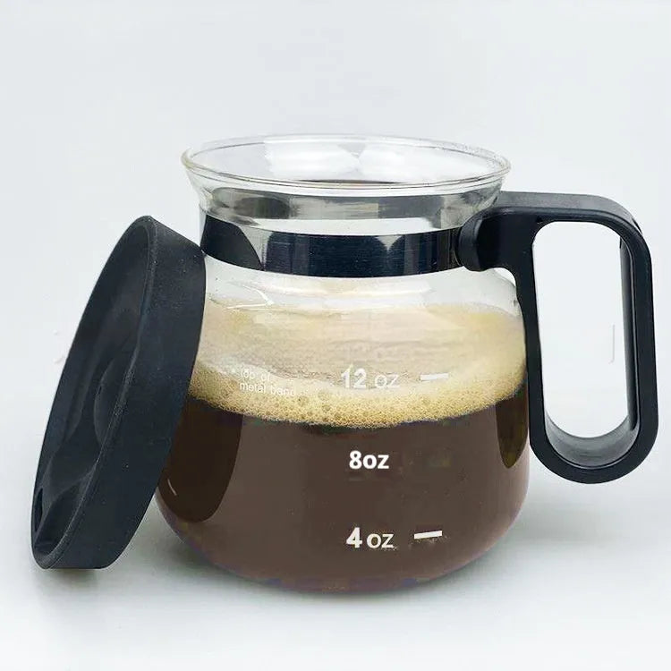 Transparent borosilicate glass coffee maker with silicone cover for manual pour-over brewing