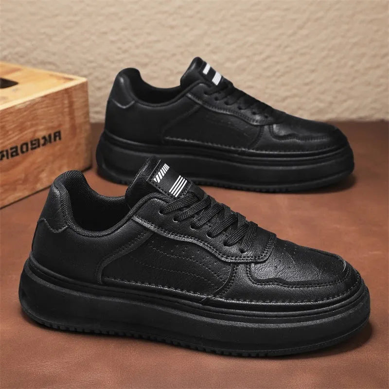 Men's leather retro casual shoes low-top thick sole PVC khaki gray black sizes 39-44