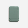 Magnetic mobile phone holder case in leather with dimensions 96.5x63.5x6.9mm showing colour options black blue green grey