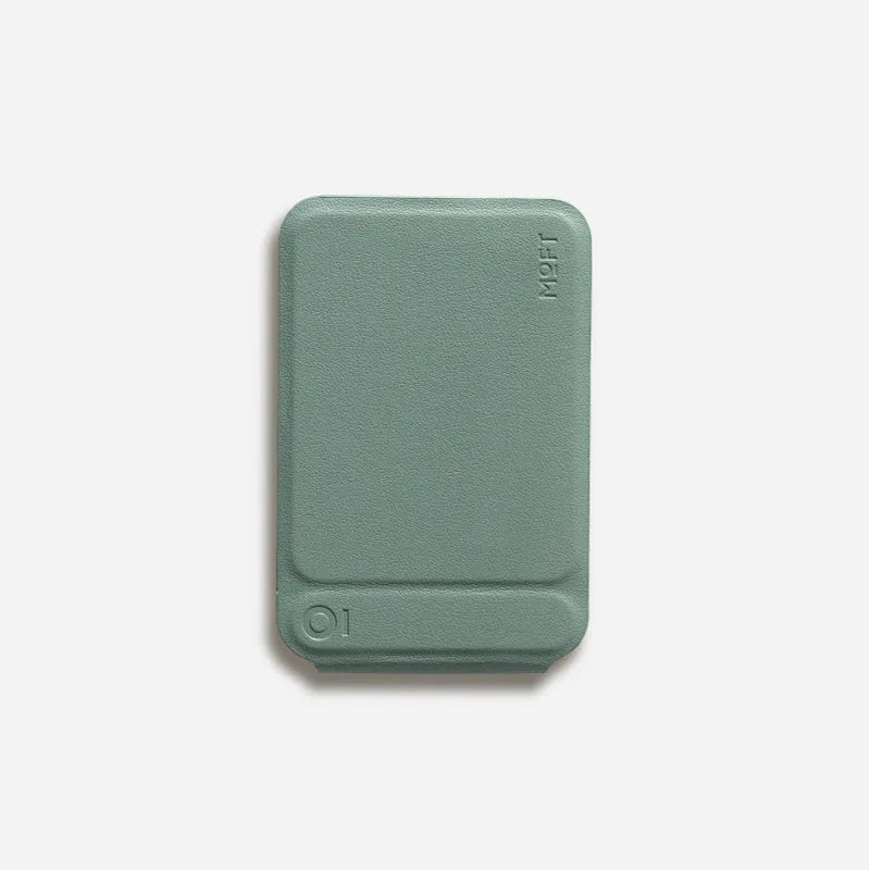 Magnetic mobile phone holder case in leather with dimensions 96.5x63.5x6.9mm showing colour options black blue green grey